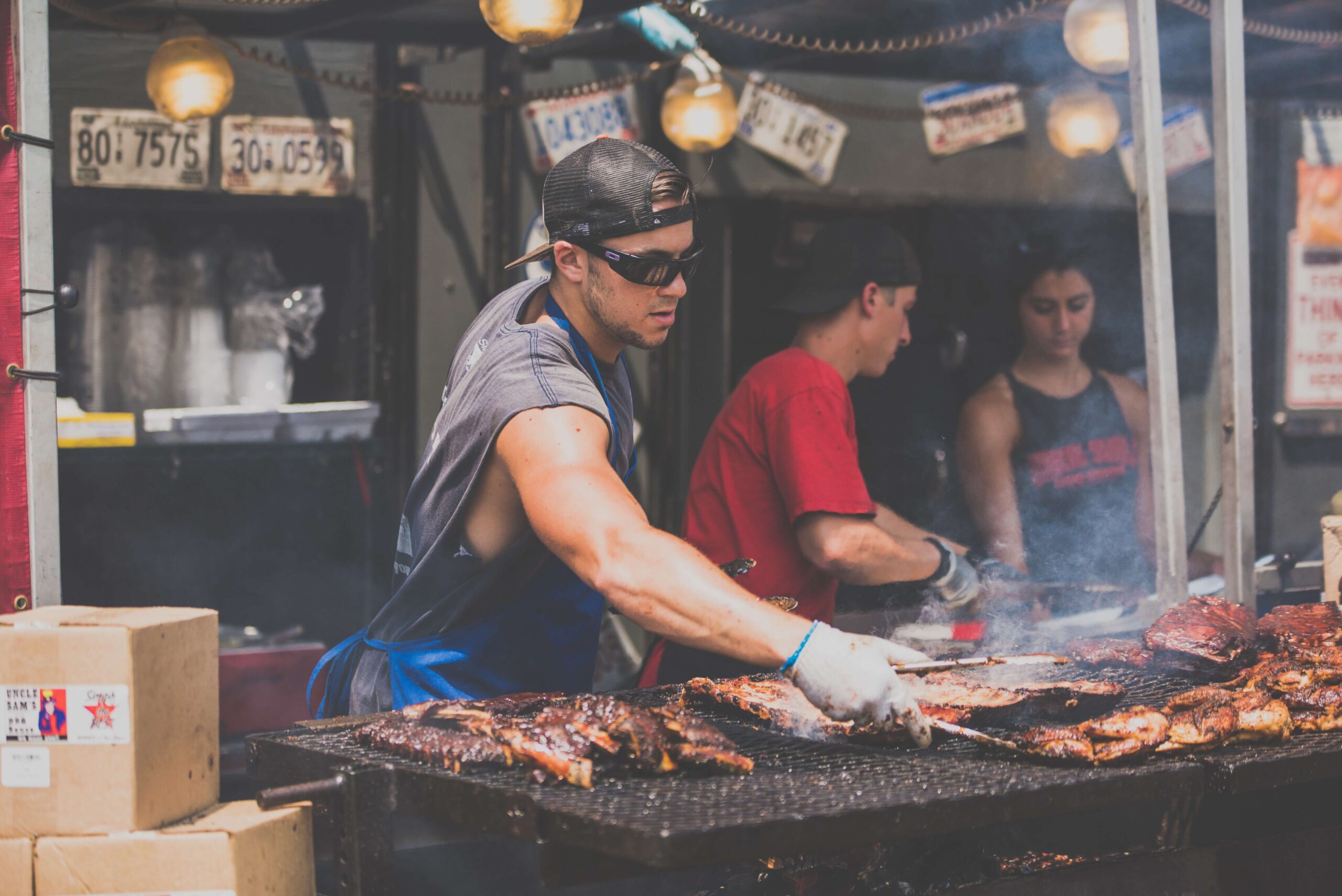 A cook at a grill